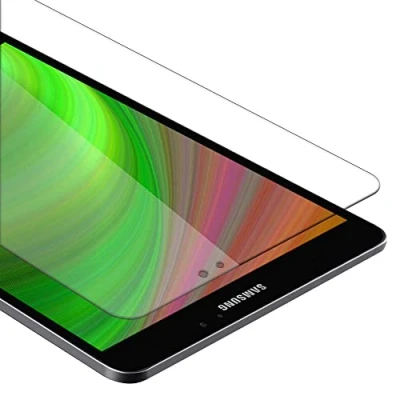 Abbildung von Cadorabo Tablet Panzer Schutz Glas für Samsung Galaxy Tab S3 (9.7 Zoll) Schutzfolie in Ultra Klar Hüllen freundlich Gehärtetes (Tempered) Dipslayschutz Folie 9H Härte Anti Kratzer
