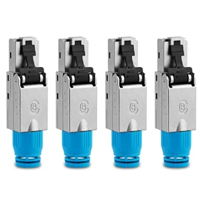Abbildung von UC Express Netzwerkstecker CAT 8 RJ45 4X Stecker Steckverbinder werkzeuglos geschirmt mit Zugentlastung CAT8 CAT8.1 LAN Netzwerkkabel