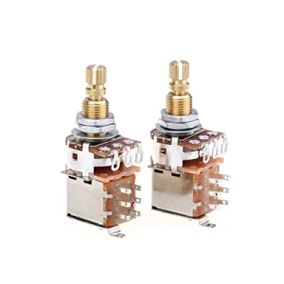 Abbildung von Musiclily Pro Messing A250K Metrische Push/Push Potentiometers Split Shaft Audio Taper Poti für E Gitarre Bass (2er Set)