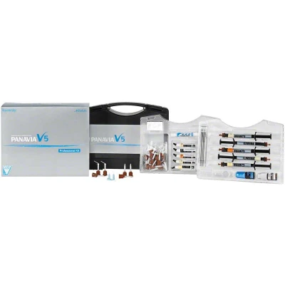 Abbildung von Panavia V5 Professional Kit 5 x 2,4 ml Spritze, 1,8 Try in Paste, 2 Tooth Primer, CERAMIC PRIMER PLUS, 3 K ETCHANT Syringe, 30