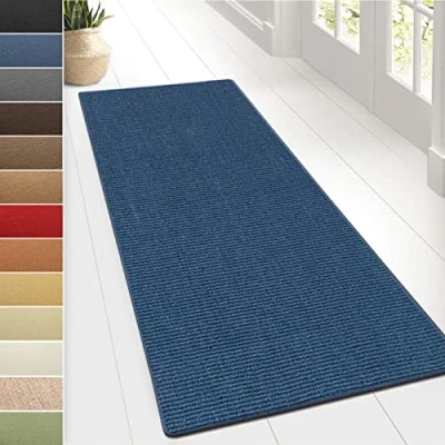 Abbildung von Floordirekt Sisal Teppich Sylt Wohnteppich oder Läufer Hochwertiges Qualitätsprodukt Erhältlich in vielen Farben &amp; Größen Langlebig strapazierfähig (80 x 350 cm, Blau)