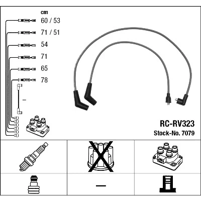 Abbildung von NGK 7079 Zündkabelsatz 8 LAND ROVER: Range Rover 2, Discovery 1