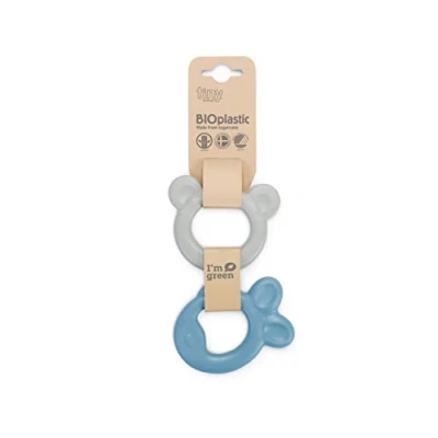Abbildung von Dantoy Beißring Baby Spielzeug und Teether Zahnungshilfe Biokunststoff auf Zuckerrohr Basis Beissring Hergestellt in Dänemark (Blau/Grau)