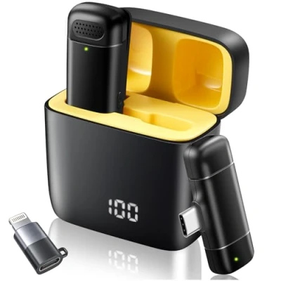 Abbildung von VOVIGGOL Lavalier Mikrofon Wireless für iPhone iPad Android mit 400mAh Ladekoffer, Plug&amp;Play Handy Kabellos Ansteckmikrofon Videoaufnahmen YouTube, Live Stream, TikTok, Vlog