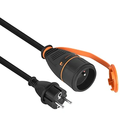 Abbildung von Electraline 01762 Verlängerungskabel IP44 20 m aus Gummi H07RN F 3 G2,5 mm weiblich Französisch Electralock mit einem Verriegelungssystem, das die Trennung von Stecker und verhindert, Schwarz