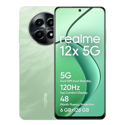 Abbildung von realme 12x 5G Smartphone 6+128 GB, 50MP AI Camera, Dual SIM Standby, TÜV SÜD 48 Month Fluency Protection, 120Hz Eye Comfort Display, 360 NFC, 5000mAh Battery, Feather Green(no Adapter)