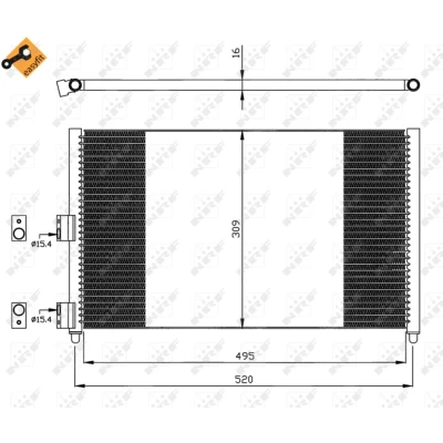 Abbildung von NRF EASY FIT 35502 Klimakondensator mit Dichtring 15,4 Aluminium 495 FIAT: Punto II Schrägheck, Idea, LANCIA: Musa