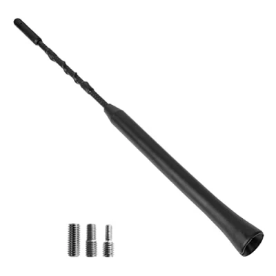 Abbildung von Auto Antenne, 23 cm Länge, für störfreien AM, FM 87,5 108 MHz, DAB, DAB+ Empfang, in Schwarz, Anschrauben mit Universaladapter M4 M5 M6, Kurzstabantenne, Kfz Dachantenne Antennenfuß Innengewinde