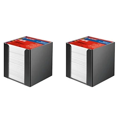 Abbildung von Herlitz Zettelkasten 9x9x9cm mit 700 Blatt weiß gefüllt (Schwarz, 2x Zettelkasten)