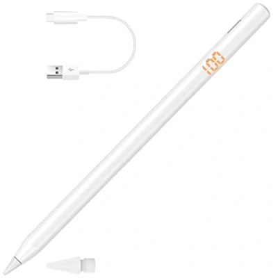 Abbildung von Callstel Digitaler Kugelschreiber: Aktiver Touchscreen Eingabestift für iPad Air/Mini/Pro, Palm Rejection (Touch Pen, Magnetic Apple Pencil)