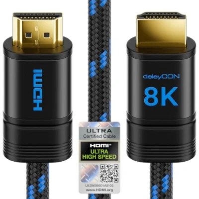 Abbildung von deleyCON 2m 8K UHD II HDMI 2.1 Nylon Kabel 8K@60Hz 4K@120Hz