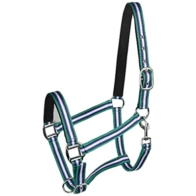 Abbildung von PFIFF 101517 Kunststoffhalfter, Weidehalfter Stallhalfter, Blau Weiß Grün, Pony