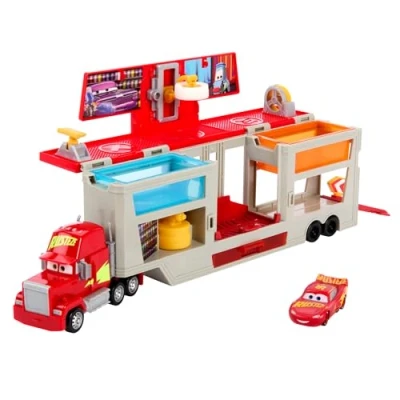 Abbildung von Mattel® Spielzeug LKW Disney und Pixar Cars, Lackiererei Mack mit 1 Spielzeugauto