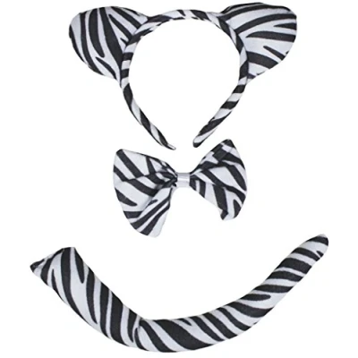 Abbildung von Petitebelle Stirnband Bowtie Schwanz Kostüm für Erwachsene Einheitsgröße Zebra