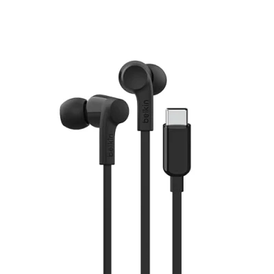 Abbildung von Belkin SoundForm Kopfhörer mit Kabel, In Ear Mikrofon und USB‑C Stecker für iPhone 15, iPad Mini, Galaxy S24, Android andere Geräte USB C Anschluss Schwarz