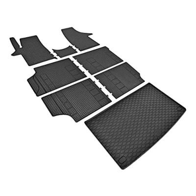 Abbildung von Z4L Gummifußmatten und Kofferraumwanne EIN Set geeignet für VW T6 Transporter/Caravelle 8/9 Sitze ab 2015 bis 2019 L2