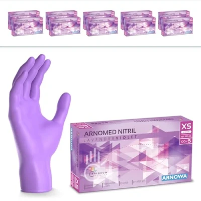 Abbildung von 2000 Stück ARNOMED Einweghandschuhe Lila, Einmalhandschuhe XS, Nitril Handschuhe Einweg, Nitrilhandschuhe puderfrei, Gummihandschuhe Schutzhandschuhe, in S, M, L, XL
