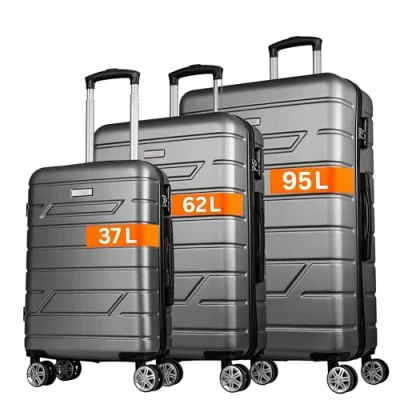 Abbildung von NOWI Kofferset Bergamo 3 teiliges Koffer Hartschale Set aus ABS mit Zahlenschloss, 4 Doppelrollen, 360 drehbar, leicht &amp; robust Reisekoffer Rollen in Größe M, L, XL (anthrazit)