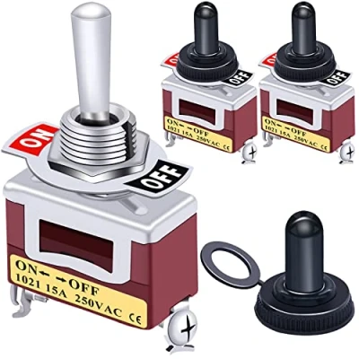 Abbildung von Taiss / 3pcs Kippschalter Hochleistungs 20A 125V 15A 250V SPST 2 Terminal Pin EIN/AUS Metall Wippschalter + wasserdichte Abdeckung KN3C 101