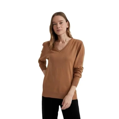 Abbildung von DeFacto Damen Strickmode Stilvolle Strickpullover Blusen &amp; Tuniken für Auswahl an Pullover Feinstrickpullover Strickjacken und Pulli
