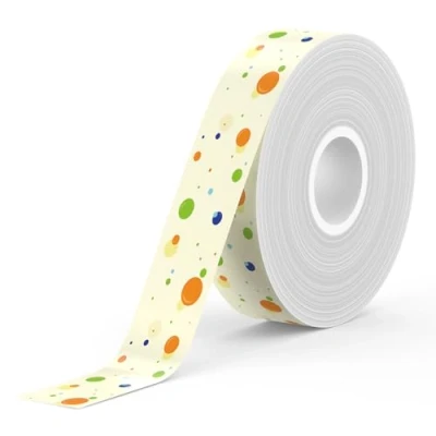 Abbildung von SUPVAN Thermo Etikettenband, E10/16 Etiketten Papier, Endlos Etikettenband 15 mm x 6 m, wasserfeste geeignet für Haus, Büro, Schule (Dots)
