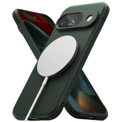 Abbildung von Ringke Onyx Magnetic [Kompatibel mit MagSafe] für Pixel 9 Hülle, Fester Griff rutschfest Anti Fingerabdruck Kratzfest Robust TPU Stoßfest Handyhülle Magnetisches Laden/Zubehör Dark Green