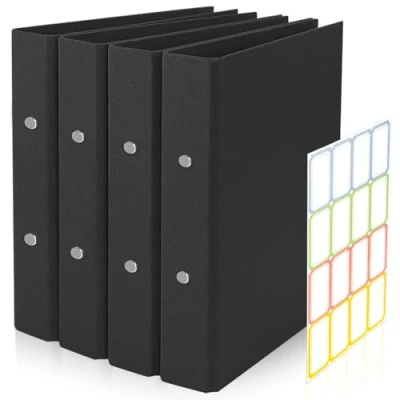 Abbildung von 4 Stück Ringbuch A4, A4 Nachfüllbar Kraftpapier, Ordner mit 2 Ringe, 23.5x31.5 cm Ringordner, Kraftpapier Binderschale 1 Aufkleber Beschriften für Reisetagebücher, Geschäftsbücher, Büros