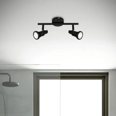 Abbildung von BRILONER Leuchten LED Deckenlampe Badezimmer, verstellbar, Deckenleuchte Bad, IP44, warmweiße Lichtfarbe, GU10, Schwarz, 275x80x123 (LxBxH)