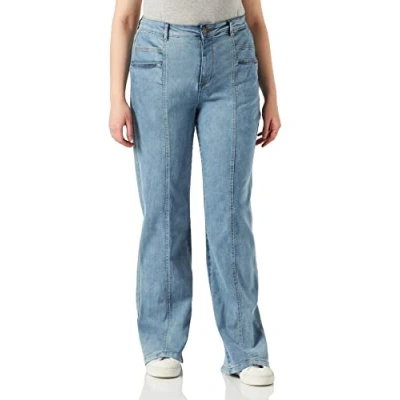 Abbildung von Urban Classics Damen TB4736 Ladies High Waist Straight Slit Denim Pants Hose, tintedlightbluewashed, 30