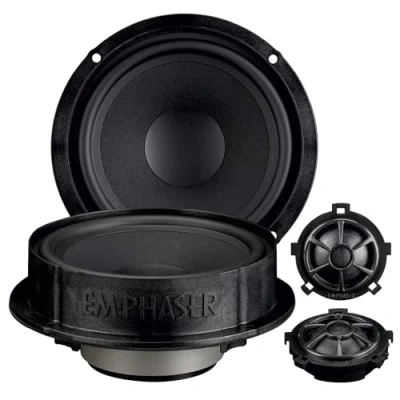 Abbildung von EMPHASER EM VWFX155 Klangstarker Plug &amp; Play 2 Wege 15,5 cm / 6“ Komponenten Lautsprecher, kompatibel mit VW, Seat, Skoda, Soundsystem für Tür Einbau, 80 W RMS, 1 Paar