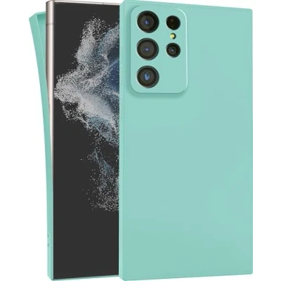 Abbildung von MyGadget Hülle für Samsung Galaxy S22 Ultra robuste Silikon Schutzhülle TPU Case Slim Silikonhülle Back Cover Kratzfest Handyhülle Matt Mint