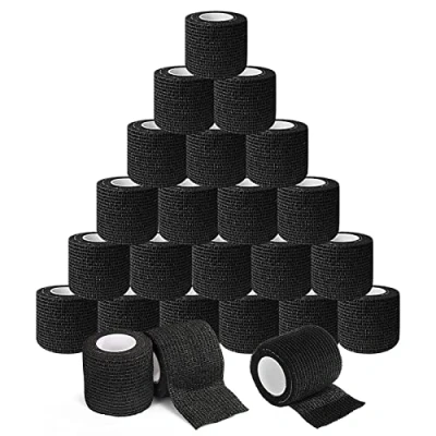 Abbildung von Selbsthaftende Bandage TONBAO 24 Stück 5 cm x 4,5 m Tattoo Grip Tape Wrap, Selbstklebender Verband Elastische Wrap für Maschine Tube Zubehör, Sportband