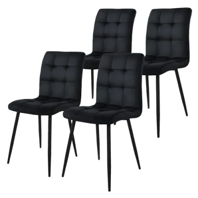 Abbildung von ML DESIGN Stuhl Esszimmerstuhl mit Rückenlehne Polsterstuhl Metallbeine (4 St), Ergonomischer Schwarz Samtbezug Wohnzimmerstuhl Küchenstuhl