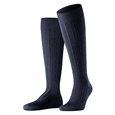 Abbildung von FALKE Herren Kniestrümpfe Teppich Im Schuh M KH Wolle lang einfarbig 1 Paar, Blau (Dark Navy 6370), 43 44