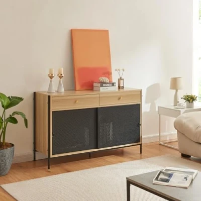 Abbildung von en.casa TV Schrank Fernsehtisch »Tysnes« 120x40x75 cm Eiche/Schwarz