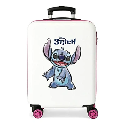 Abbildung von Disney Adorable Stitch Kabinenkoffer Weiß 38x55x20 cm Starres ABS Seitliches Zahlenschloss 35L 2 kg 4 Doppelrollen Handgepäck