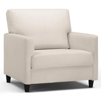 Abbildung von COMHOMA Relaxsessel Fernsehsessel TV Sessel Loungesessel Wohnzimmer Einzelsofa für Schlafzimmer, Leseecke Seitenstuhl mit Weicher Memory Schaum Loungesitz, Leinenbezug, Weiß