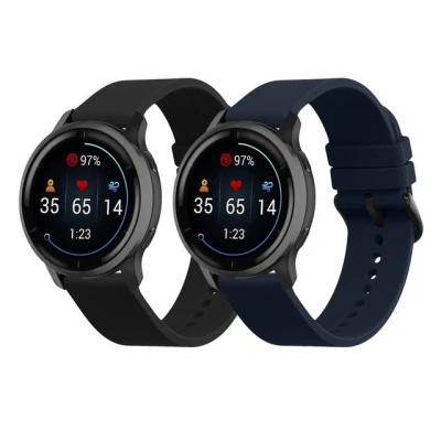 Abbildung von kwmobile 2x Sportarmband kompatibel mit 22mm Smartwatch Strap (Universal) Armband Fitnesstracker Band Set aus TPU Silikon
