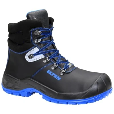Abbildung von ELTEN Sicherheitsschuhe ALESSIO Mid ESD S3, Damen und Herren, Leder, Stahlkappe, leicht, robust, Schwarz/Blau, Größe: 37