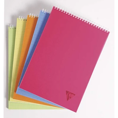 Abbildung von Clairefontaine 328635C Packung mit 5 Doppelspiralbücher Linicolor Fresh DIN A4 Hochformat, 80 Blatt 90g kariert, farbig sortiert, 1 Pack