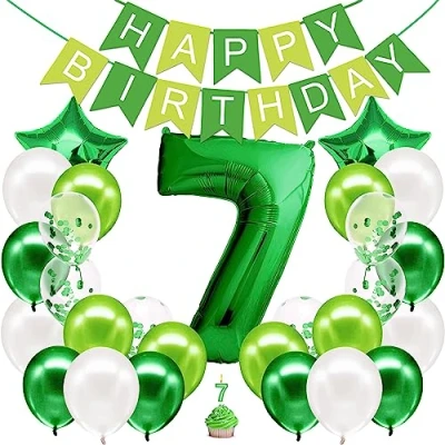 Abbildung von envami® Geburtstagsdeko Jungen Grün Zahl 7. Geburtstag Junge Happy Birthday Deko Folienballon 7 Luftballon Kindergeburtstag