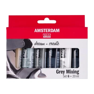 Abbildung von Acryllack Set Standard Series Grautöne 6 x 20ml hochwertige Pigmente vielseitige Farben lichtecht langlebige Formel perfekte Balance in Grautönen
