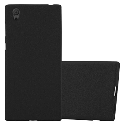 Abbildung von Cadorabo Hülle kompatibel mit Sony Xperia L1 Schutzhülle TPU Silikon Case Frost Design Slim Kratzfest Weiche Gummi Rundumschutz für in Schwarz