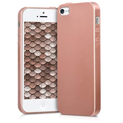 Abbildung von kwmobile Case kompatibel mit Apple iPhone SE (1.Gen 2016) / 5 5S Hülle Schutzhülle aus Silikon metallisch schimmernd Handyhülle Metallic Rosegold