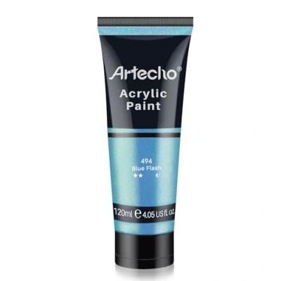 Abbildung von Artecho Acrylfarbe Schillerndes Blau 120 ml, Wasserfest und Lichtecht, Schnell Trocknend, für Leinwand, Holz, Stoff, Handwerk, Leder Stein.