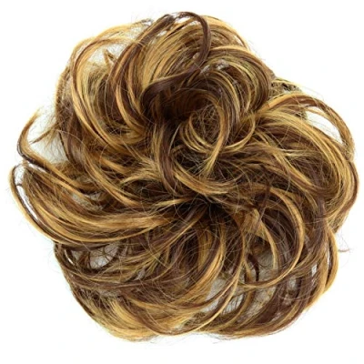 Abbildung von CAISHA Haarteil Haargummi Hochsteckfrisuren Brautfrisuren Voluminös Gelockt Unordentlich Dutt Kunstfaser DM15cm Braun Mix G31A