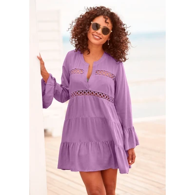 Abbildung von LASCANA Longbluse, mit Spitzeneinsätzen, Blusenkleid, Tunika, sommerlich