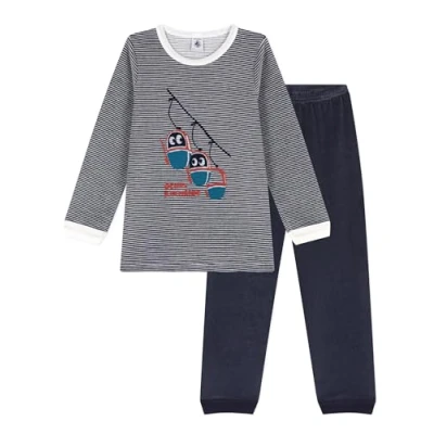 Abbildung von Petit Bateau Jungen Pyjama, Blau Smoking / Weiss Marshmallow, 3 Jahre