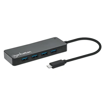 Abbildung von Manhattan 7 Port USB Hub C Stecker A Buchse 5Gbit/s schwarz