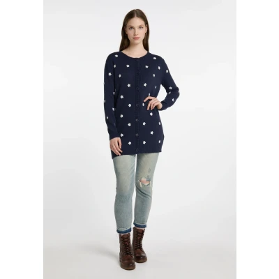 Abbildung von Dreimaster Strickjacke mit Stickerei Damen Marine